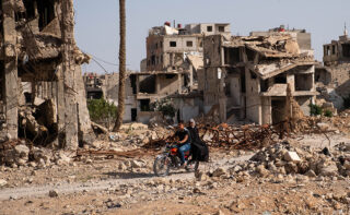 Darayya,,syria, ,april,,2022:,people,in,destroyed,city,of
