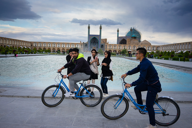 Iranian teens on bicycles